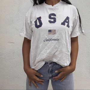 distressed white usa shirt